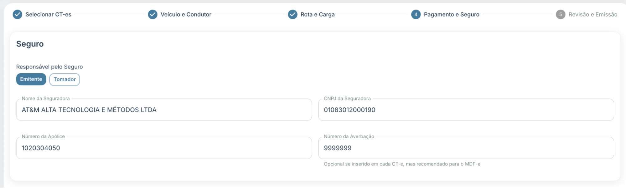 Etapa da seguradora